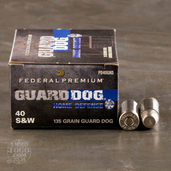 20rds - 40 S&W Federal Premium Guard Dog 135gr. EFMJ Ammo