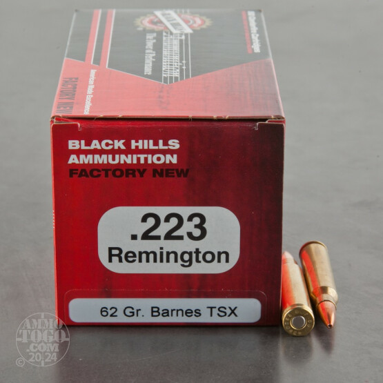 500rds - 223 Black Hills 62gr. Barnes TSX HP Ammo