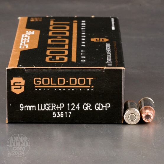 50rds – 9mm +P Speer LE Gold Dot 124gr. JHP Ammo