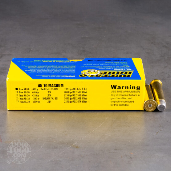 20rds - 45-70 Buffalo Bore Magnum 430gr. Lead Flat Nose Ammo