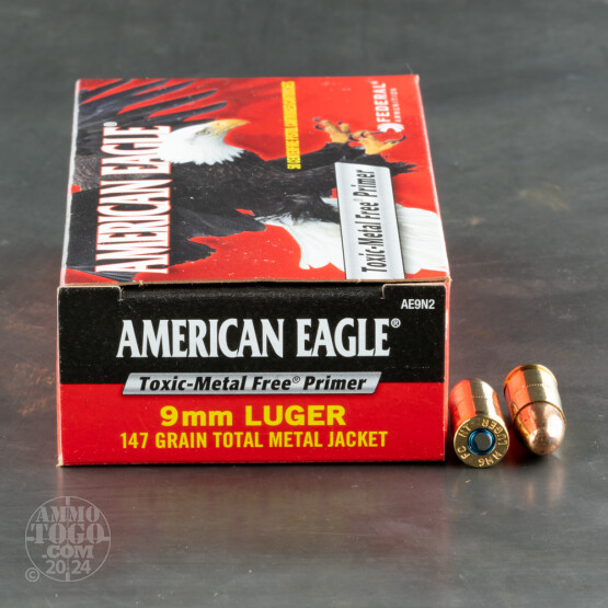 50rds – 9mm Federal American Eagle Indoor Range Training 147gr. TMJ Ammo