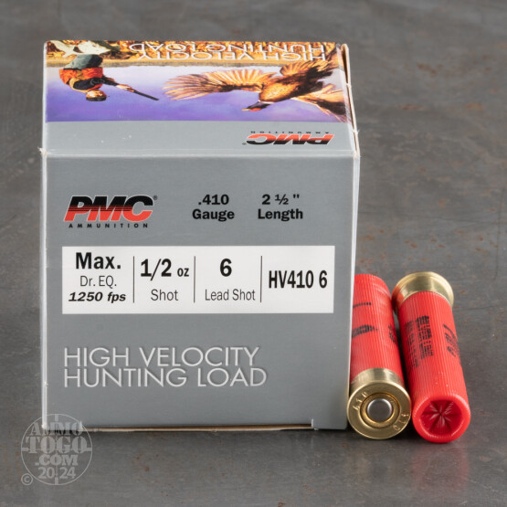 250rds – 410 Gauge PMC High Velocity Hunting Load 2-1/2" 1/2oz. #6 Shot Ammo