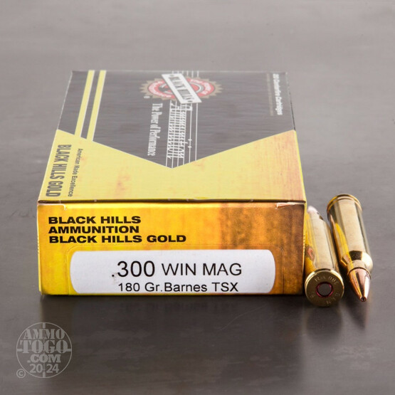 20rds - 300 Win Mag Black Hills Gold 180gr. TSX HP Ammo