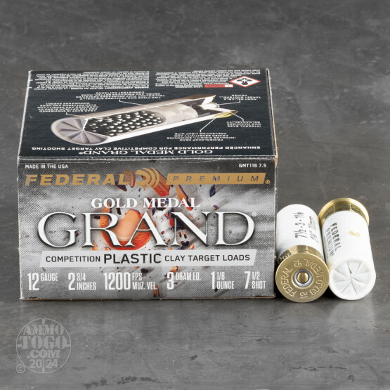 25rds – 12 Gauge Federal Gold Medal Grand 2-3/4" 1-1/8oz. #7.5 Shot Ammo