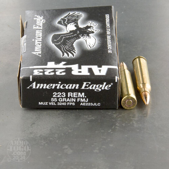 20rds - 223 Rem Federal American Eagle 55 Grain FMJBT Ammo