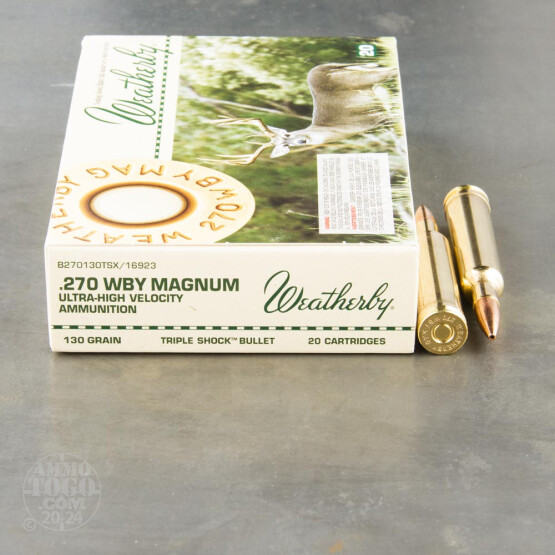 20rds - 270 Weatherby Mag. 130gr. Barnes TSX Hollow Point Ammo