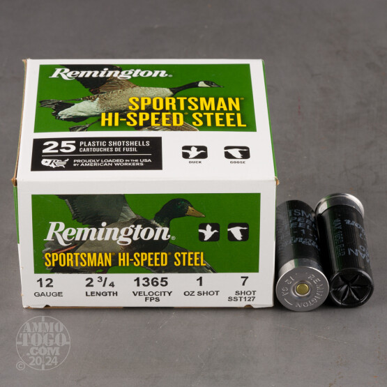 25rds - 12 Gauge Remington Sportsman Hi-Speed Steel 2 3/4" 1oz. #7 Shot Ammo