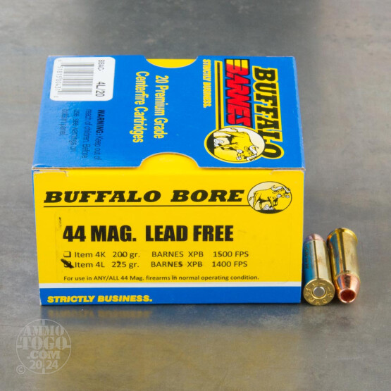 20rds - 44 Mag Buffalo Bore 225gr. Barnes XPB HP Ammo