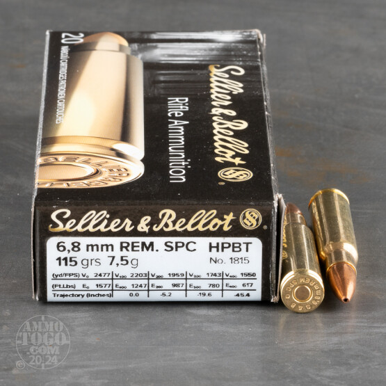 20rds – 6.8 Remington SPC Sellier & Bellot 115gr. BTHP Ammo
