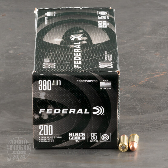800rds – 380 Auto Federal Black Pack 95gr. FMJ Ammo