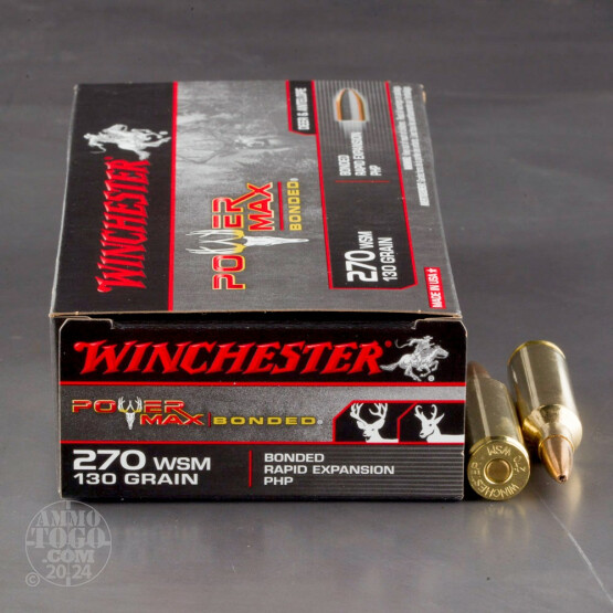 20rds - 270 WSM Winchester 130gr. Power Max Bonded Protected Hollow Point Ammo