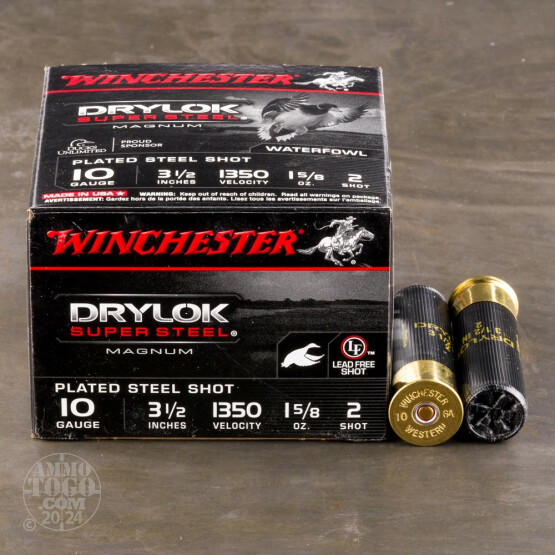 25rds - 10 Gauge Winchester Drylok Super Steel Magnum 3 1/2" 1 5/8oz. #2 Shot Ammo