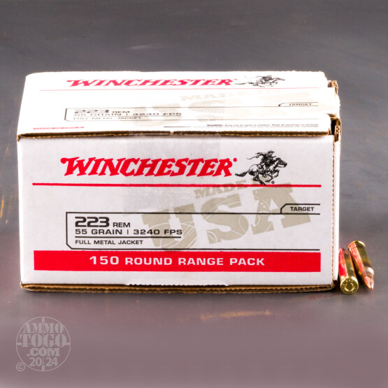 150rds – 223 Rem Winchester USA 55gr. FMJ Ammo