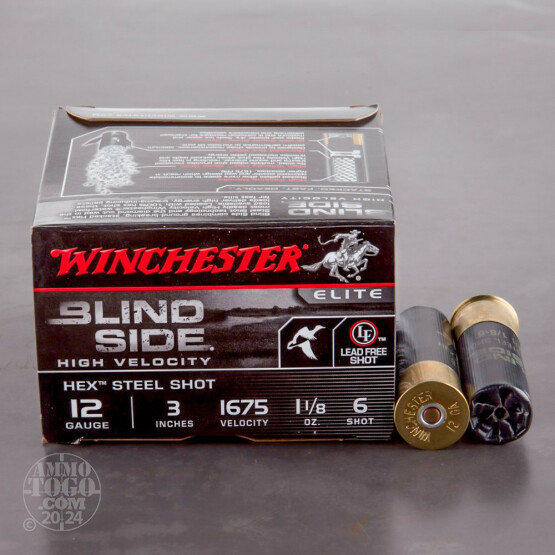 250rds - 12 Gauge Winchester Blind Side High Velocity 3" 1 1/8oz. #6 Steel Shot Ammo
