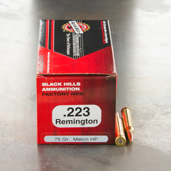 500rds - 223 Black Hills 75gr. Heavy Match Hollow Point Ammo