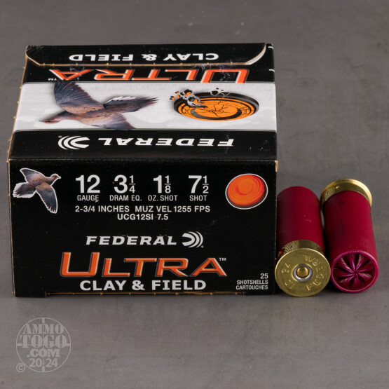 250rds – 12 Gauge Federal Ultra Clay & Field 2-3/4" 1-1/8oz. #7.5 Shot Ammo