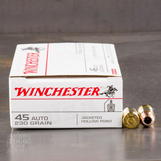 50rds - 45 ACP Winchester USA 230gr. Jacketed Hollow Point Ammo