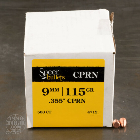 500pcs - 9mm .355" Dia Speer 115gr. CPRN Bullets