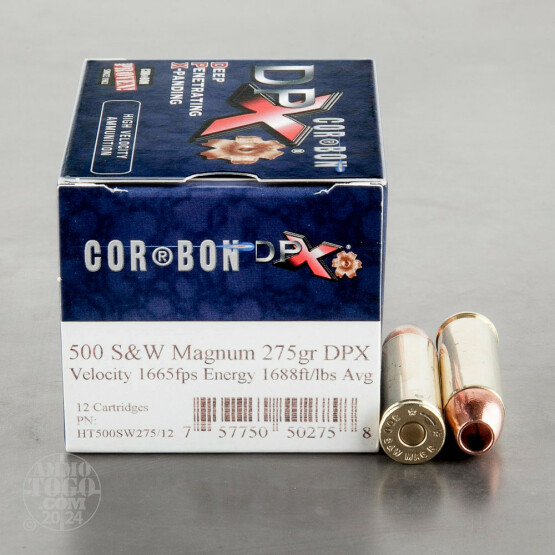 12rds - 500 S&W Corbon DPX 275gr. HP Ammo