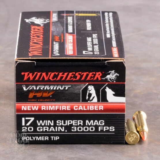 50rds - 17 Win Super Mag Winchester Varmint HV 20gr. Polymer Tip Ammo