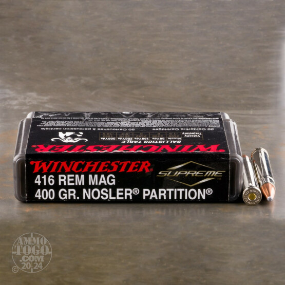 20rds - 416 Rem. Mag. Winchester Supreme 400gr. Nosler Partition Ammo