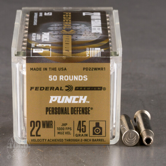 50rds – 22 WMR Federal Punch 45gr. JHP Ammo