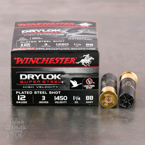 25rds – 12 Gauge Winchester DryLok Super Steel 3" 1-1/4 oz. BB Shot Ammo