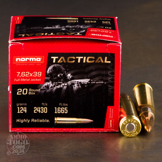 1000rds – 7.62x39 Norma 124gr. FMJ Ammo