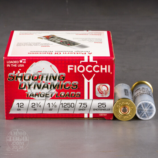 250rds – 12 Gauge Fiocchi 2-3/4" 1-1/8oz. #7.5 Shot Ammo