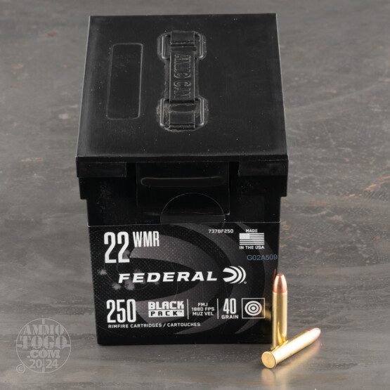 250rds – 22 WMR Federal Black Pack 40gr. FMJ Ammo