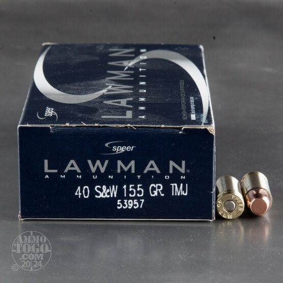 50rds - 40 S&W Speer Lawman 155gr. TMJ Ammo