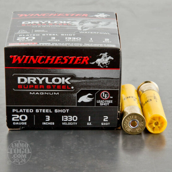 25rds - 20 Gauge Winchester Drylok 3" 1 Ounce #2 Shot Ammo