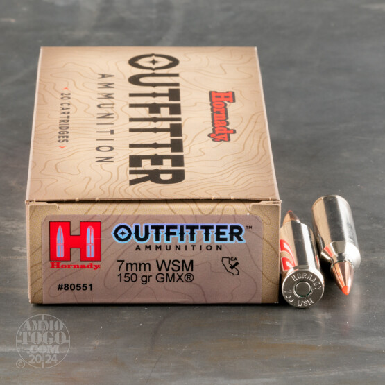 20rds – 7mm WSM Hornady Outfitter 150gr. GMX Ammo