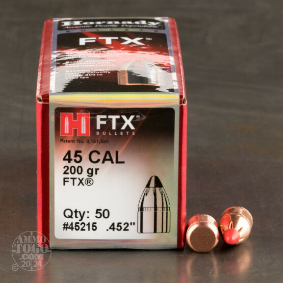 50pcs - 45 Cal Hornady Bullets 200gr. FTX Bullets