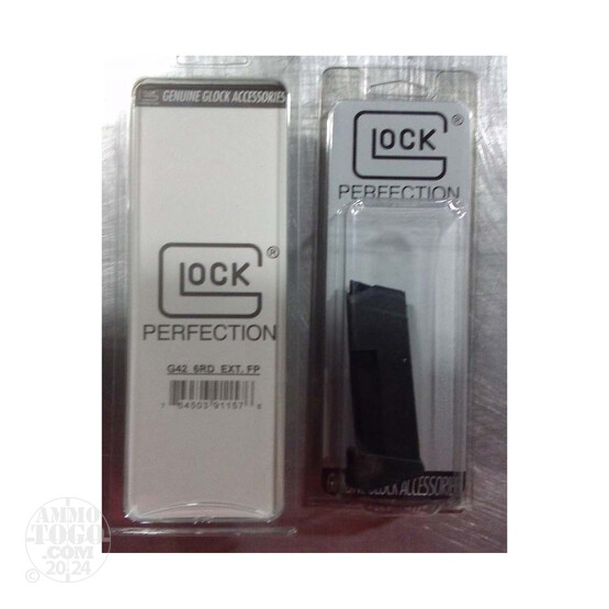 1 Magazine – G42 6 Round 380 ACP Glock Factory Magazine with Pinky Rest Extension