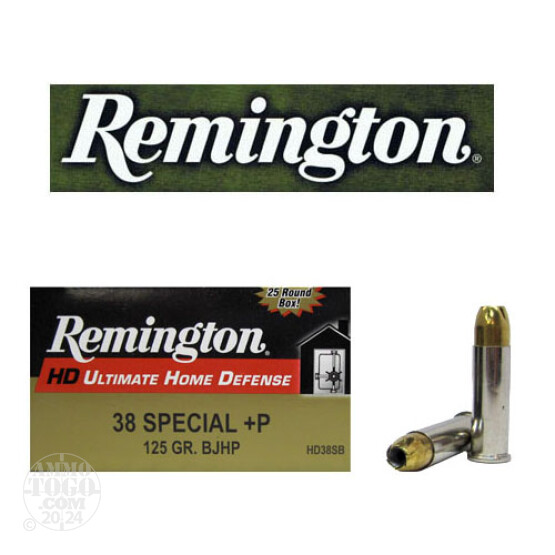 25rds - 38 Special +P Remington Ultimate Home Defense 125gr. BJHP Ammo