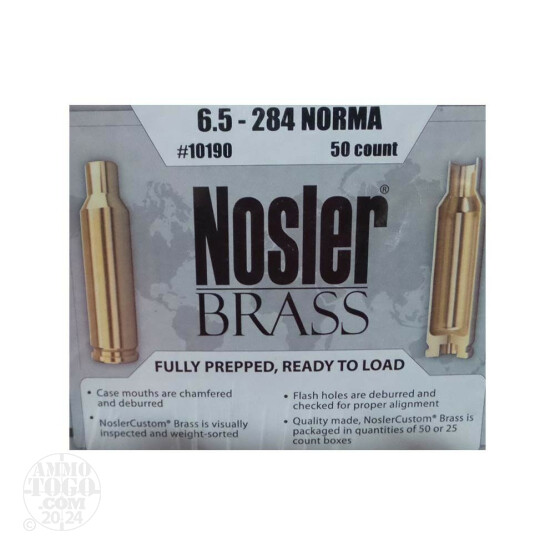 50pcs – 6.5x284 Norma Nosler Custom New Unprimed Brass Casings 