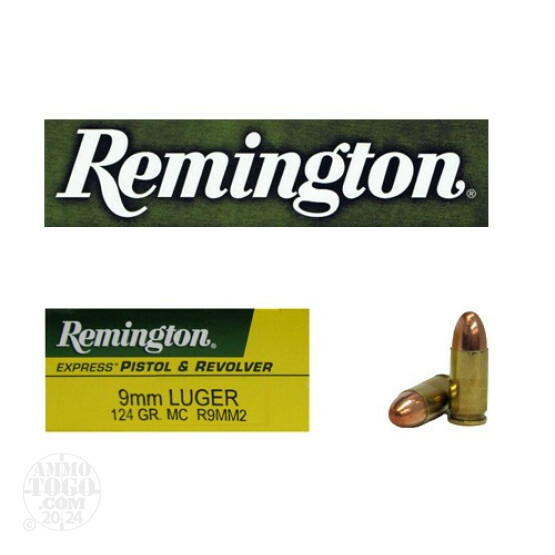 50rds - 9mm Remington Express 124gr. Metal Case Ammo