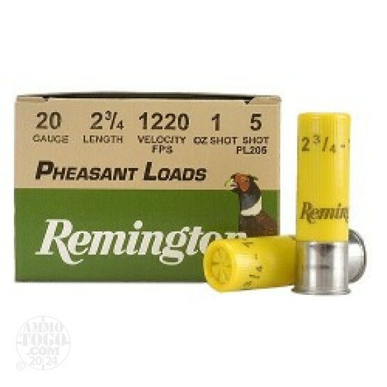 25rds - 20 Gauge Remington Pheasant Load 2 3/4" 1oz. #5 Shot Ammo