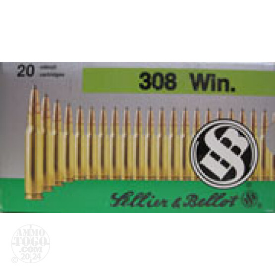 100rds - .308 Win. Sellier & Bellot 180gr Capped Hollow Point Am