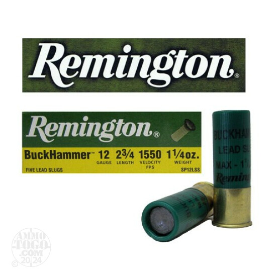 100rds - 12 Gauge Remington Buckhammer 2 3/4"  1 1/4oz. Slug Ammo