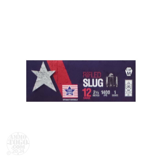 250rds – 12 Gauge Stars & Stripes 2-3/4" 1 oz. Rifled Slug Ammo 