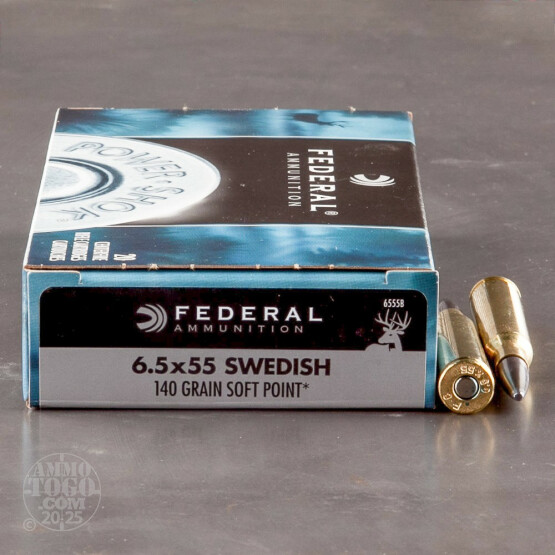20rds - 6.5x55 Federal Power-Shok 140gr. Moly-Coated SP Ammo