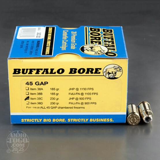 20rds - 45 GAP Buffalo Bore 230gr. JHP Ammo