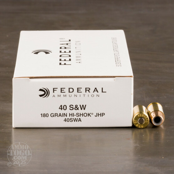 50rds - 40 S&W Federal LE Hi-Shok 180gr. Hollow Point Ammo