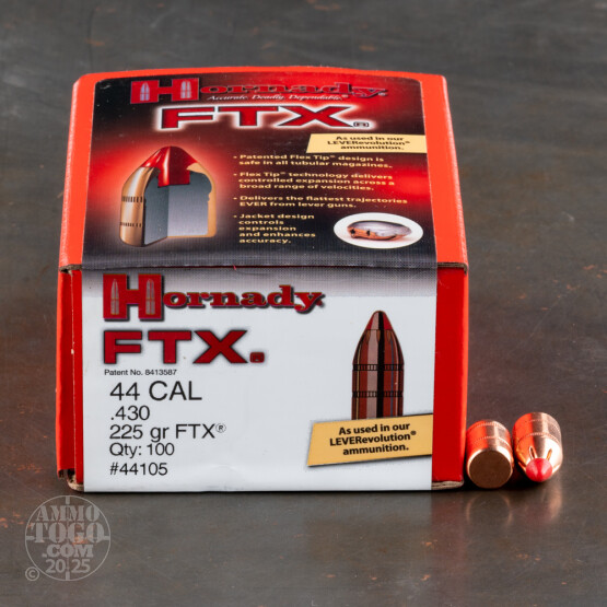 100pcs - 44 Cal .430 Dia Hornady FTX 225gr. Polymer Tip Bullets