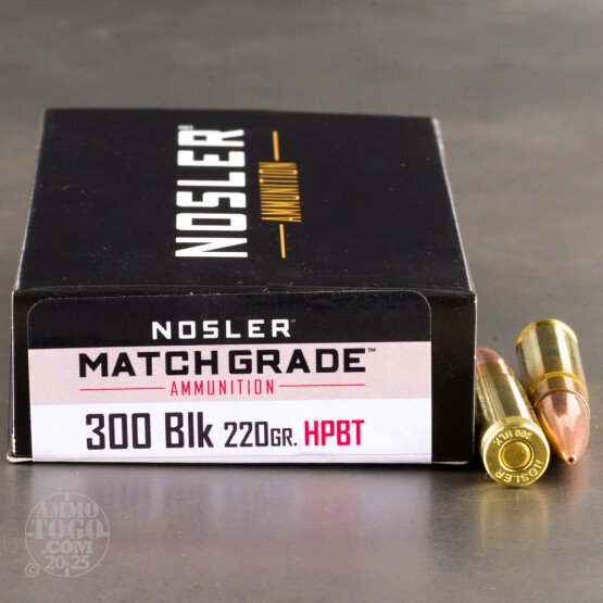 20rds – 300 AAC Blackout Nosler Match Grade 220gr. Custom Competition Ammo