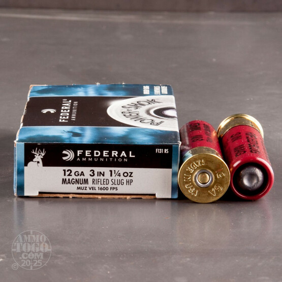 250rds - 12 Gauge Federal Power-Shok 3" 1 1/4 oz. Rifled Slug Hollow Point Ammo
