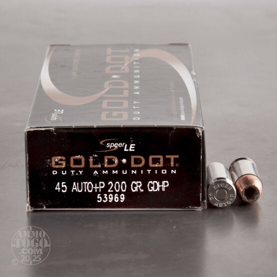 50rds - 45 ACP Speer LE Gold Dot 200gr. +P HP Ammo