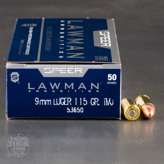 Speer Lawman 9mm ammo with 115 grain TMJ bullet